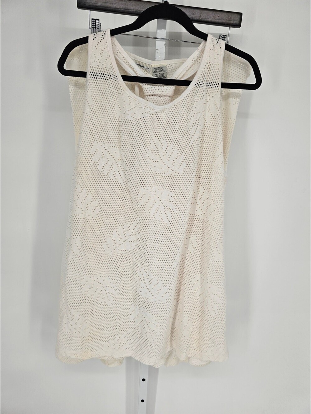 White Stag Women's Beige Eyelet Textured Racerback Tank Top with Pant Set Size M